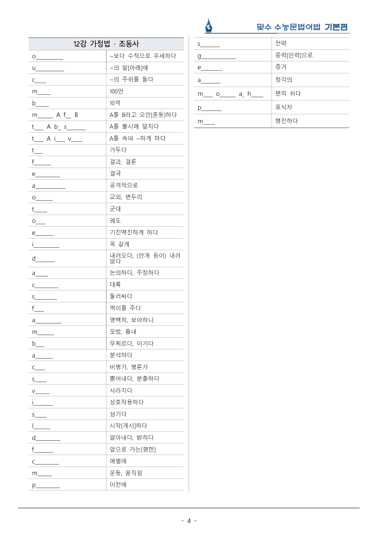 [이클라우드] Unit 12 맞수 수능문법어법 기본편 복습팩(26p)_preview_4
