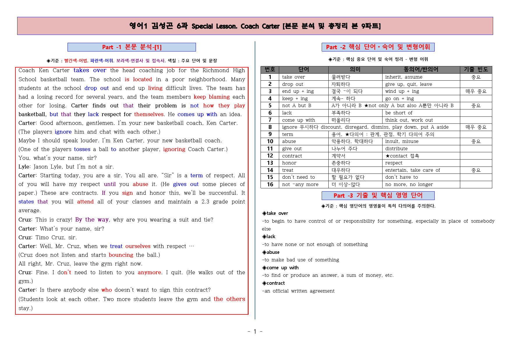 ◈영어1 김성곤 6과 [본분분석 및 워크북 총 9파트][전국강의용 자료]_preview_2