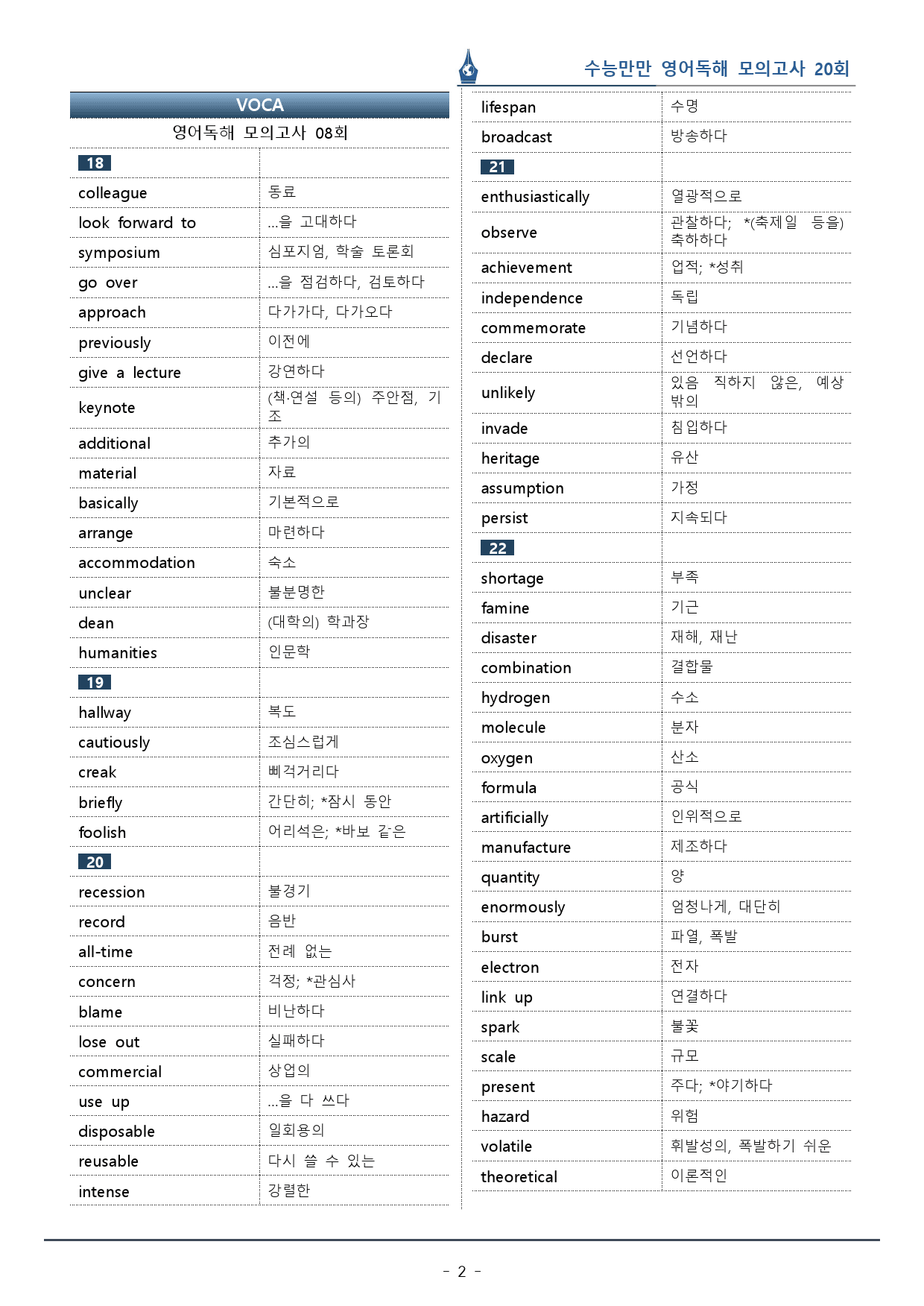 [이클라우드] 수능만만 영어독해 20회 - 08회 복습팩(162p)_preview_2