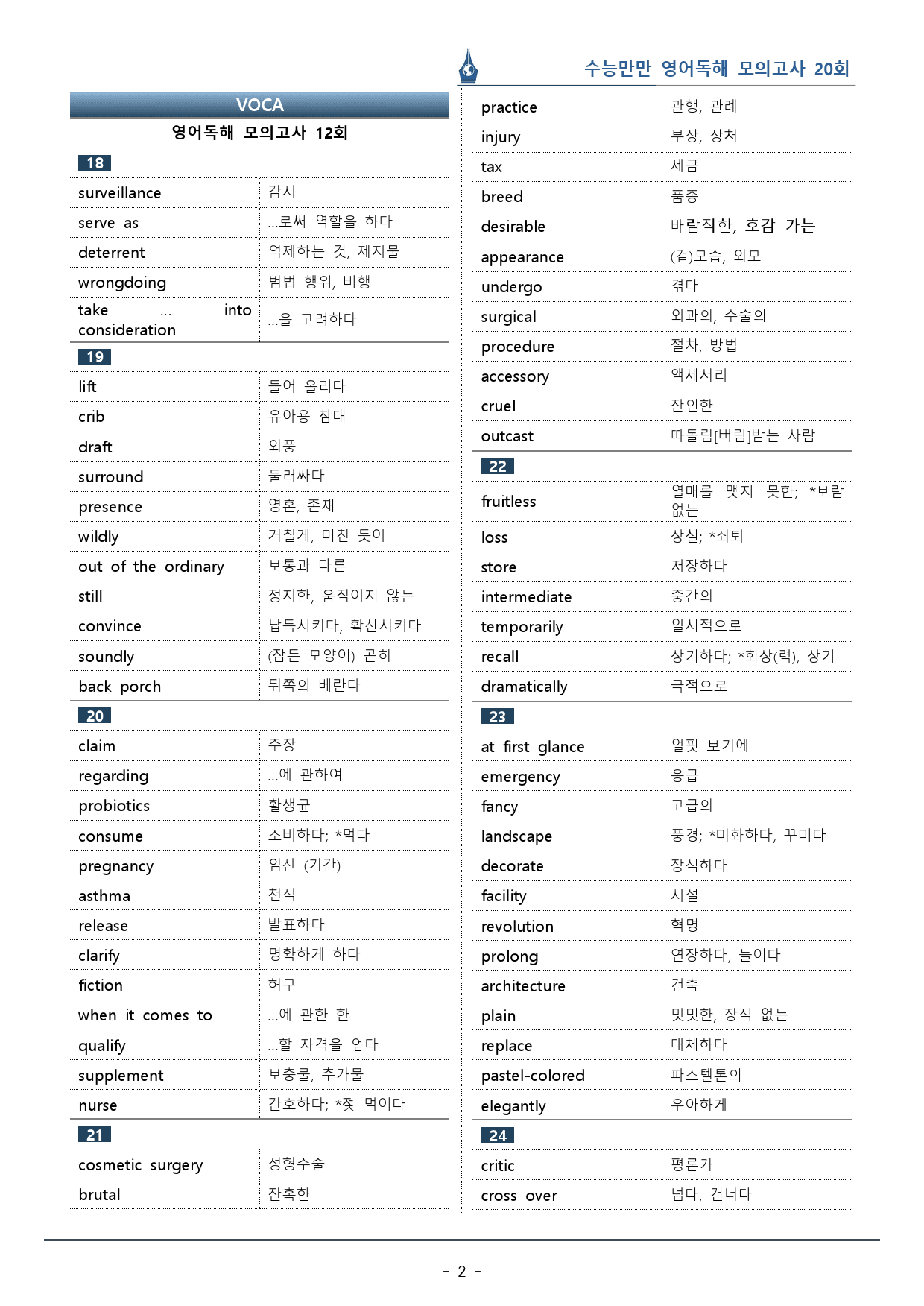 [이클라우드] 수능만만 영어독해 20회 - 12회 복습팩(160p)_preview_2