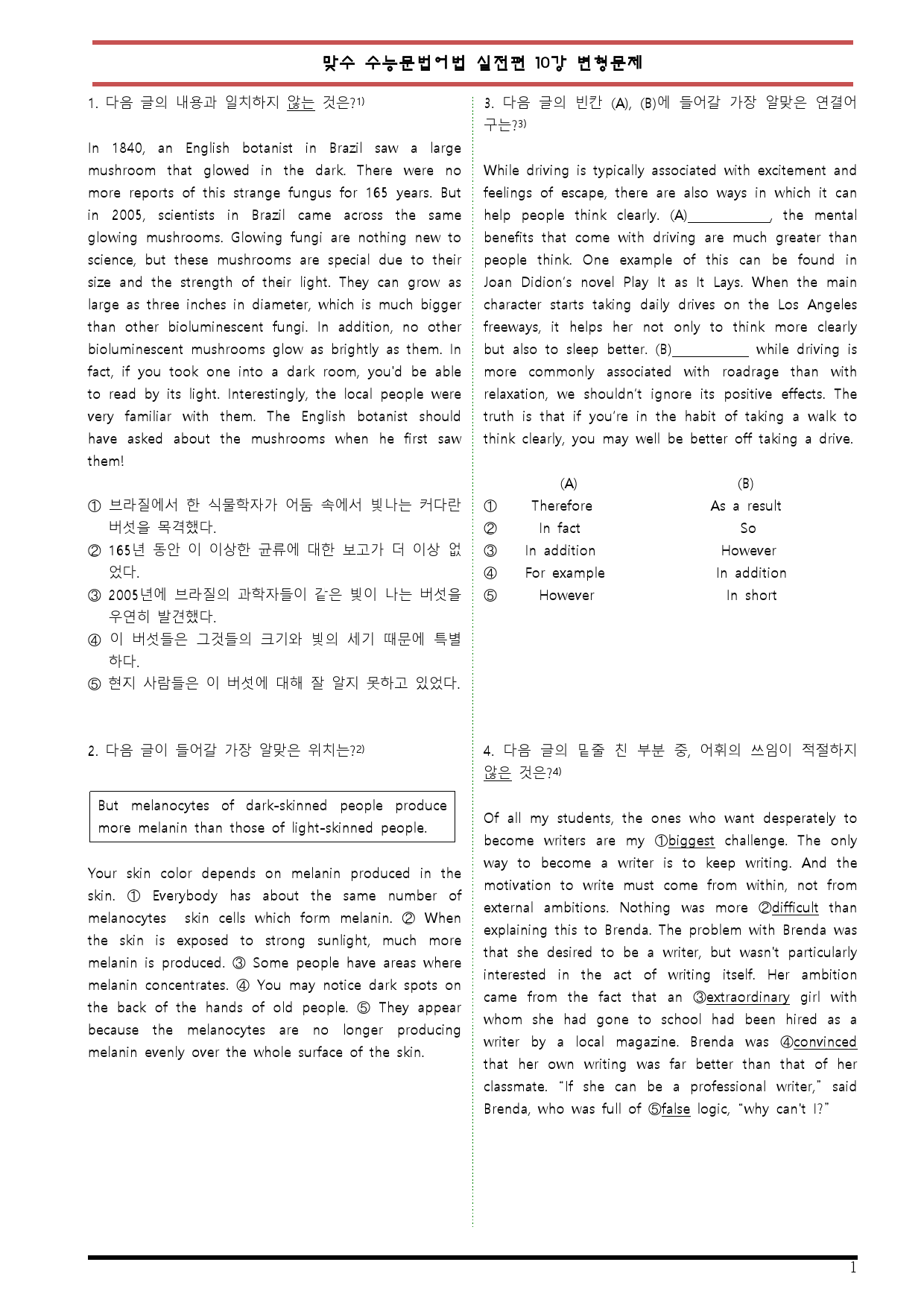 [변형문제 스토어] 맞수 수능문법어법 실전편 10강 변형문제_preview_1