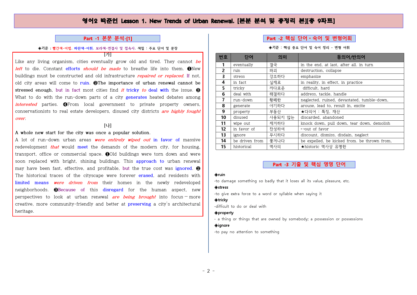 ◈영어2 박준언 1과 [본분분석 및 워크북 총 9파트][전국강의용 자료]_preview_2