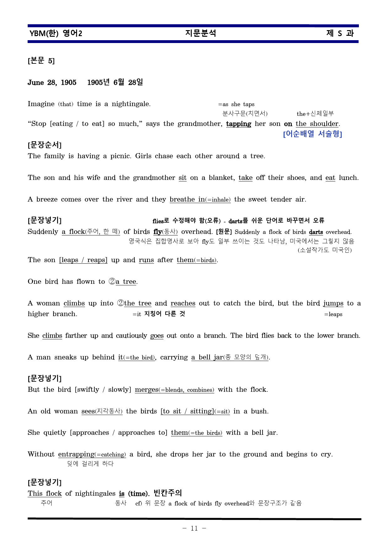 [비밀노트] 영어II YBM한 S/L 지문분석 및 출제포인트_학생용_preview_11