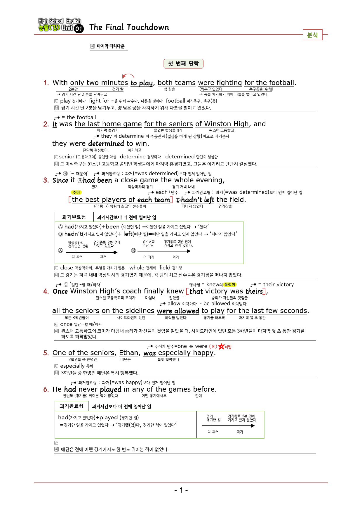 영어 능률(김) 1과 깔끔한 설명 (본문 분석+단어 정리및 테스트)_preview_1