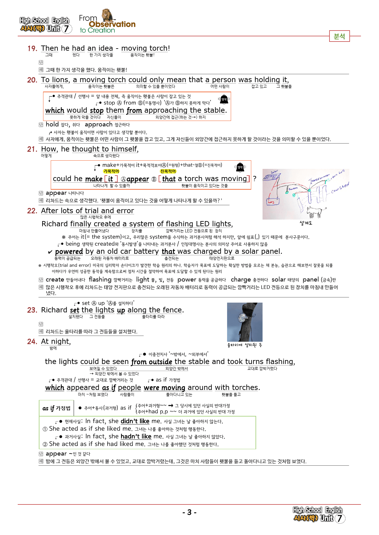 영어 YBM(박) 7과 깔끔한 설명 (본문 분석+단어 정리및 테스트)_preview_3