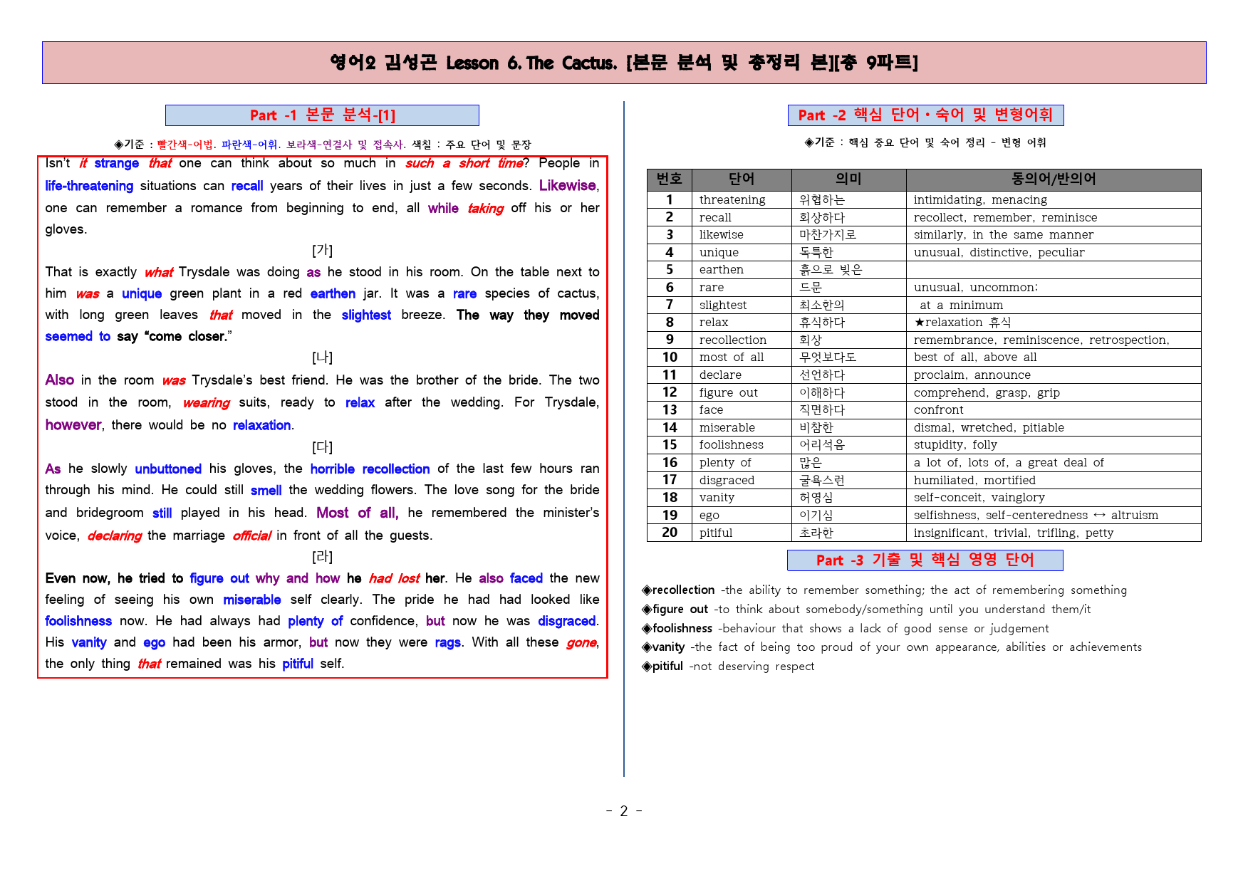 ◈영어2 김성곤6과 [본분분석 및 워크북 총 9파트][전국강의용 자료]_preview_2