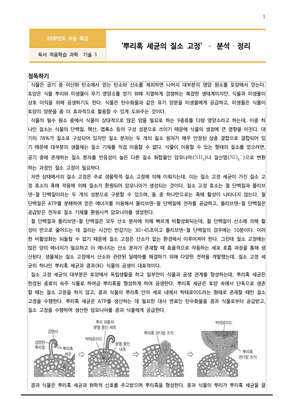 [2026 수능특강 독서] 과학기술01 뿌리혹 세균의 질소 고정 (분석 및 문제)_preview_1