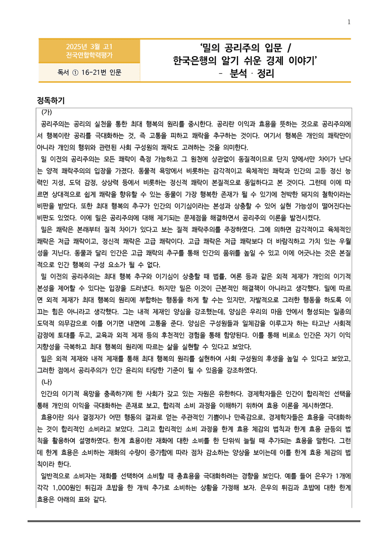 [고1] 2025년 3월 학평 16-21번 독서 분석+변형문제 (인문)_preview_1