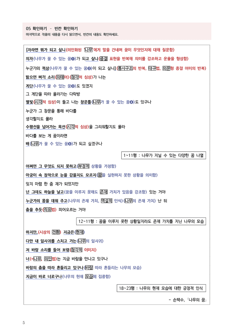 [22개정] 공통국어1 천재(종) 3-1 나무의 꿈_분석정리 기본문제_preview_5