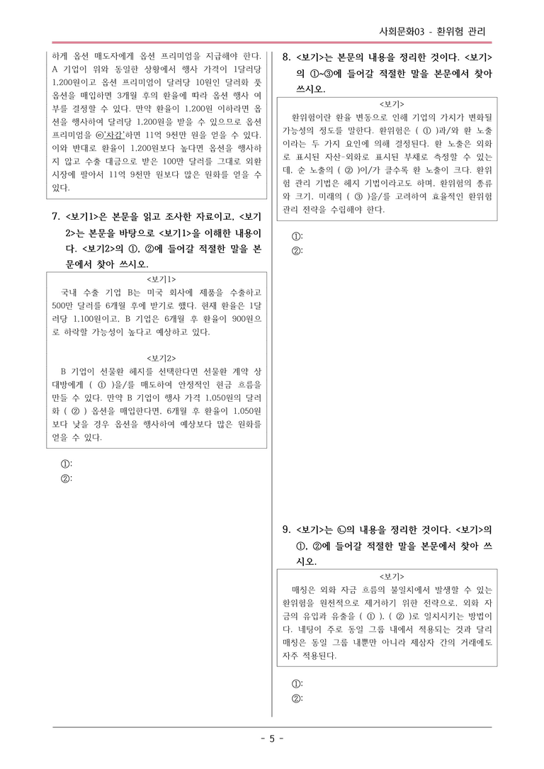 [2026 약술형 논술] 사회문화03 환위험 관리  _예상문제_preview_5