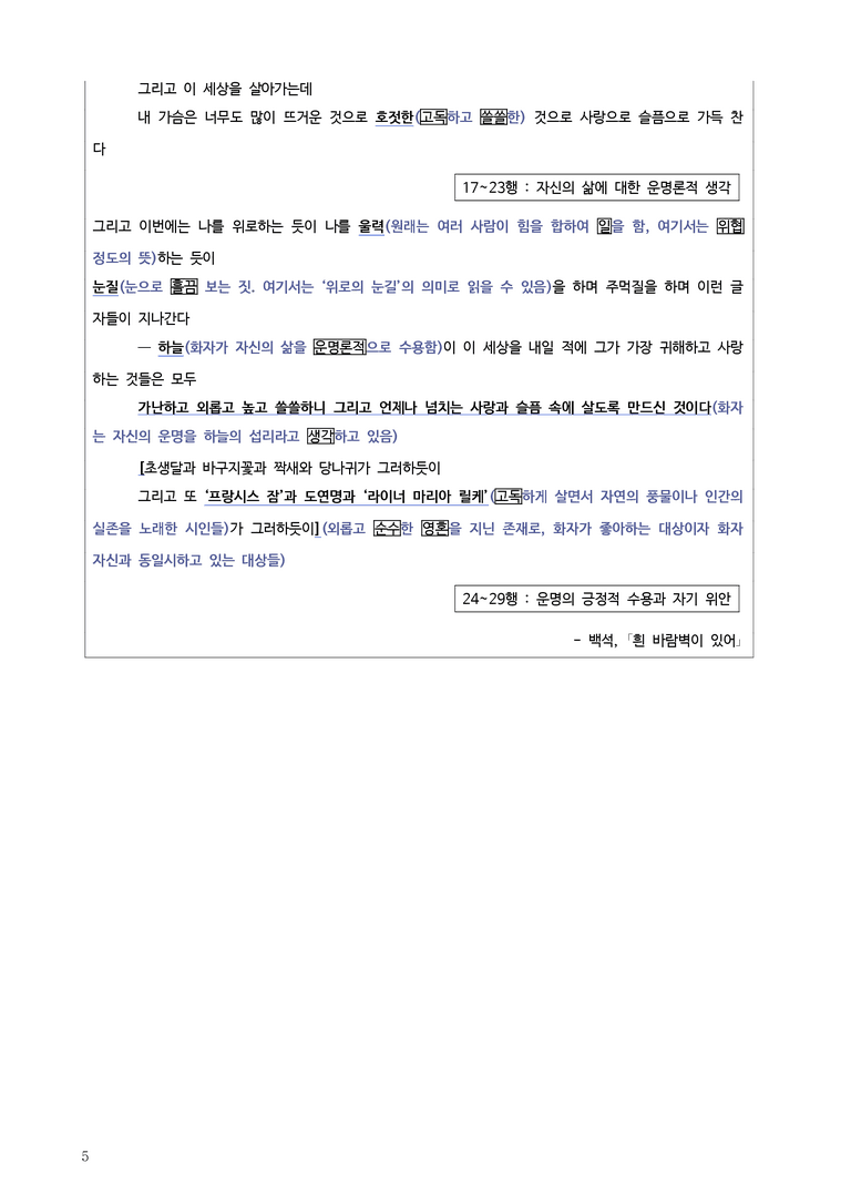 [22개정] 공통국어2 천재(김) 3-3 흰 바람벽이 있어_작품분석_preview_5