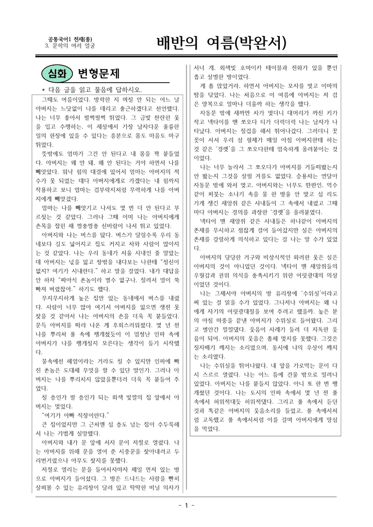 22개정 공통국어1 천재종 3-2_배반의 여름 변형문제03_preview_1