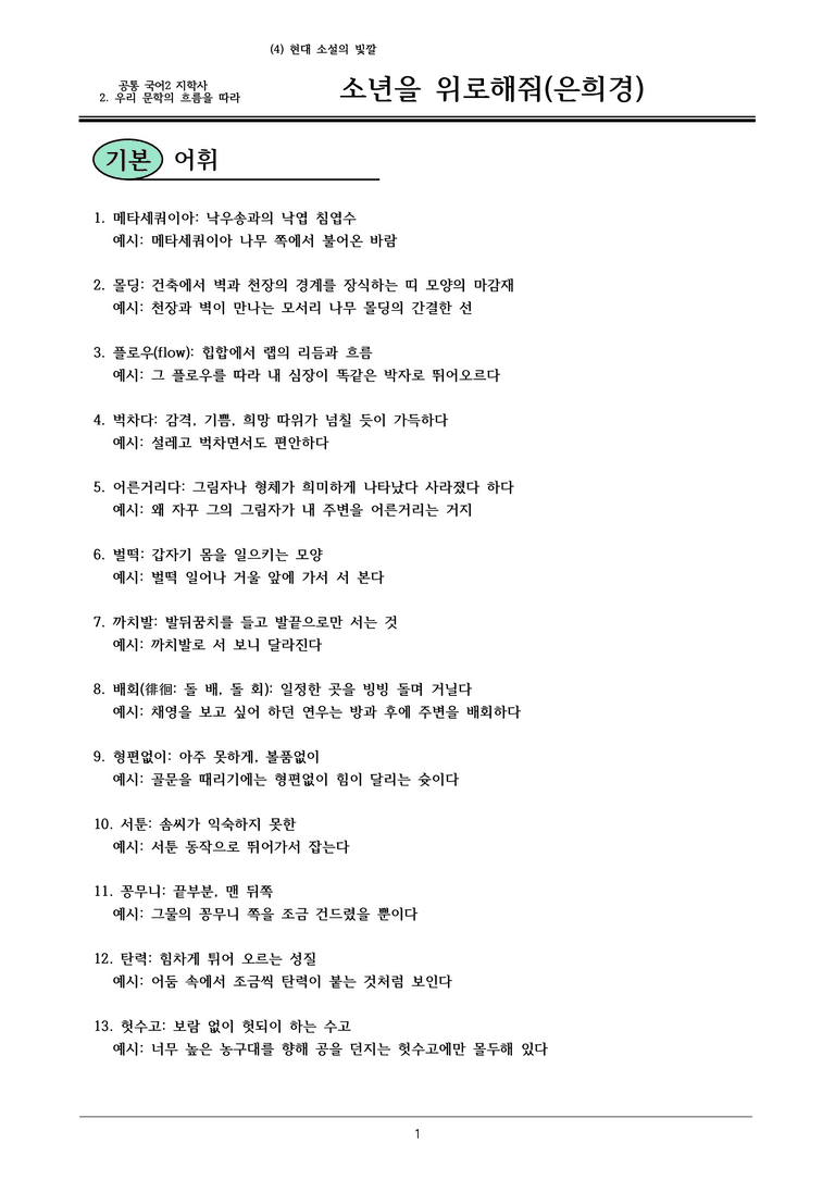 22개정 공통국어2 지학사 2-4_소년을 위로해줘 내용정리_preview_1