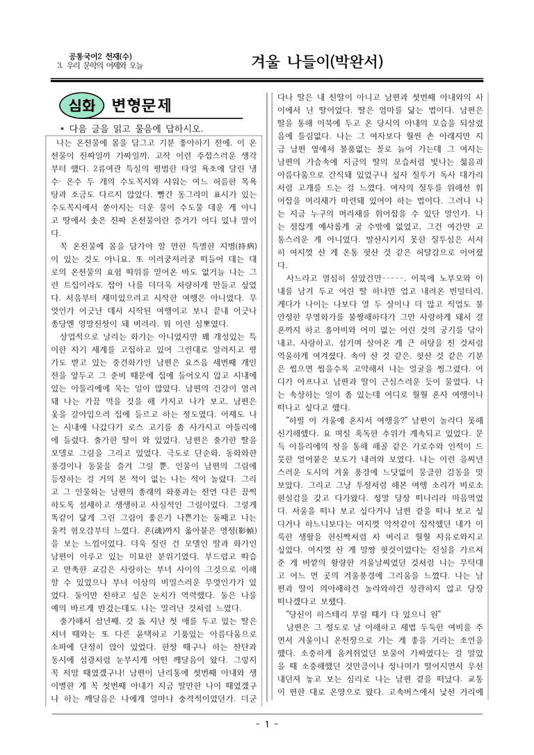 22개정 공통국어2 천재수 3-4_겨울 나들이 변형문제_preview_1