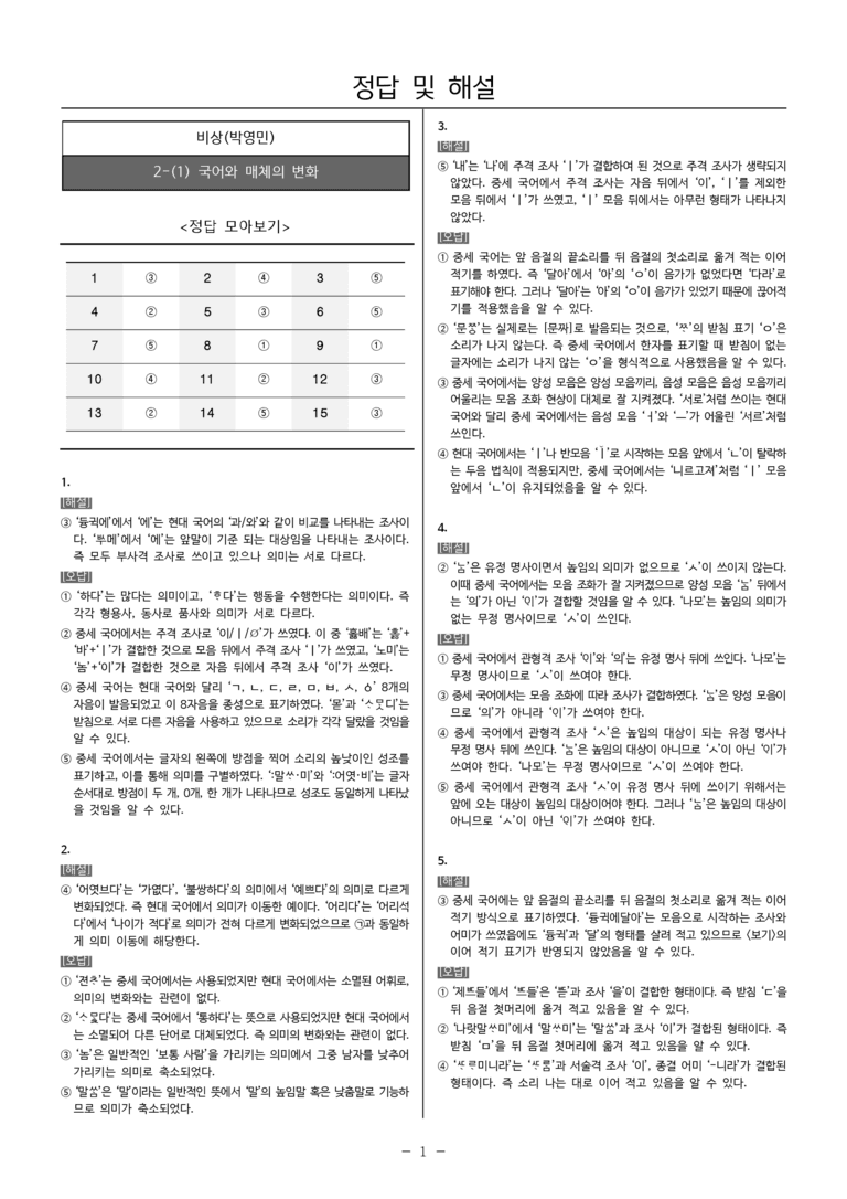 [22개정] 공통국어2 비상(박) 2-1 국어와 매체의 변화_내신예상문제_preview_5