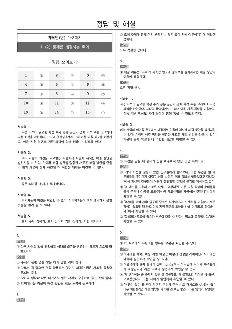 [22개정] 중1-2 미래엔(민) 1(2) 문제를 해결하는 토의_필수점검문제_preview_5