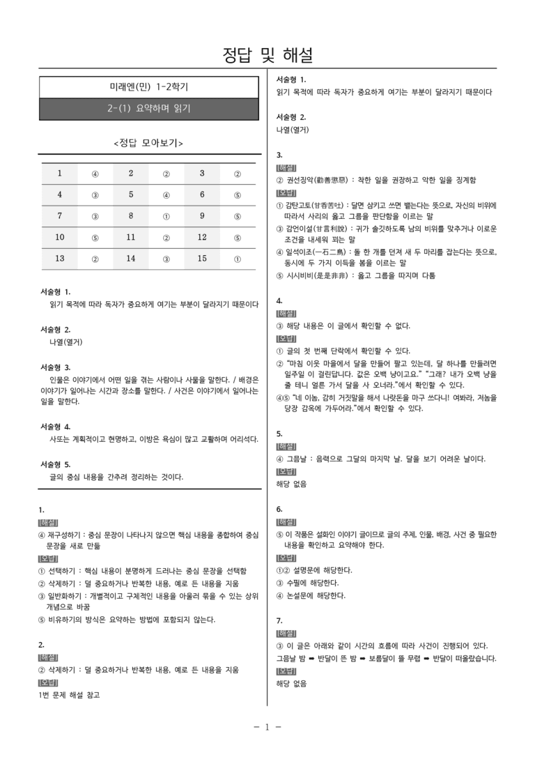 [22개정] 중1-2 미래엔(민) 2(1) 요약하며 읽기_필수점검문제_preview_5