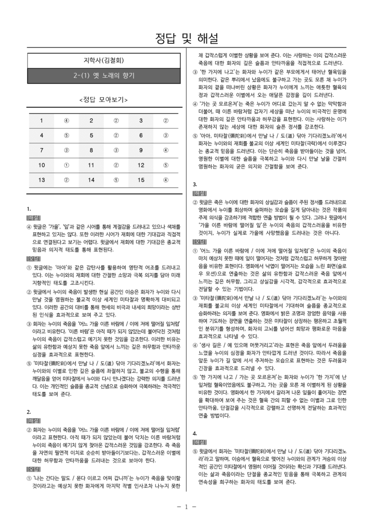 [22개정] 공통국어2 지학사 2-1 옛 노래의 향기_필수점검문제_preview_5