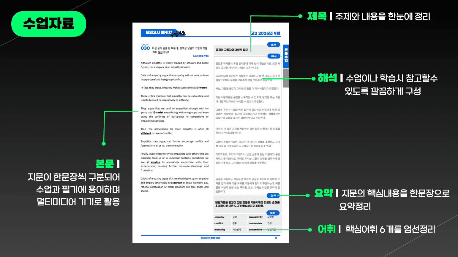 ◼︎◼︎직전보강 ◼︎◼︎ 2025년 9월 모의고사 - 고2_promotion