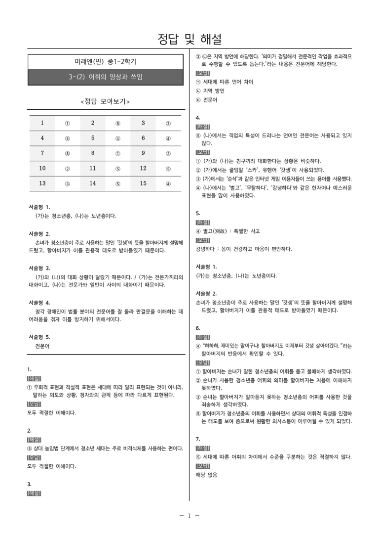 [22개정] 중1-2 미래엔(민) 3(2) 어휘의 양상과 쓰임_내신예상문제_preview_5