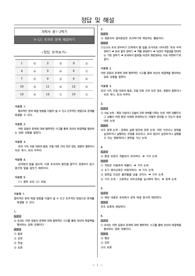 [22개정] 중1-2 지학사 4(2) 토의로 문제 해결하기_내신예상문제_preview_5