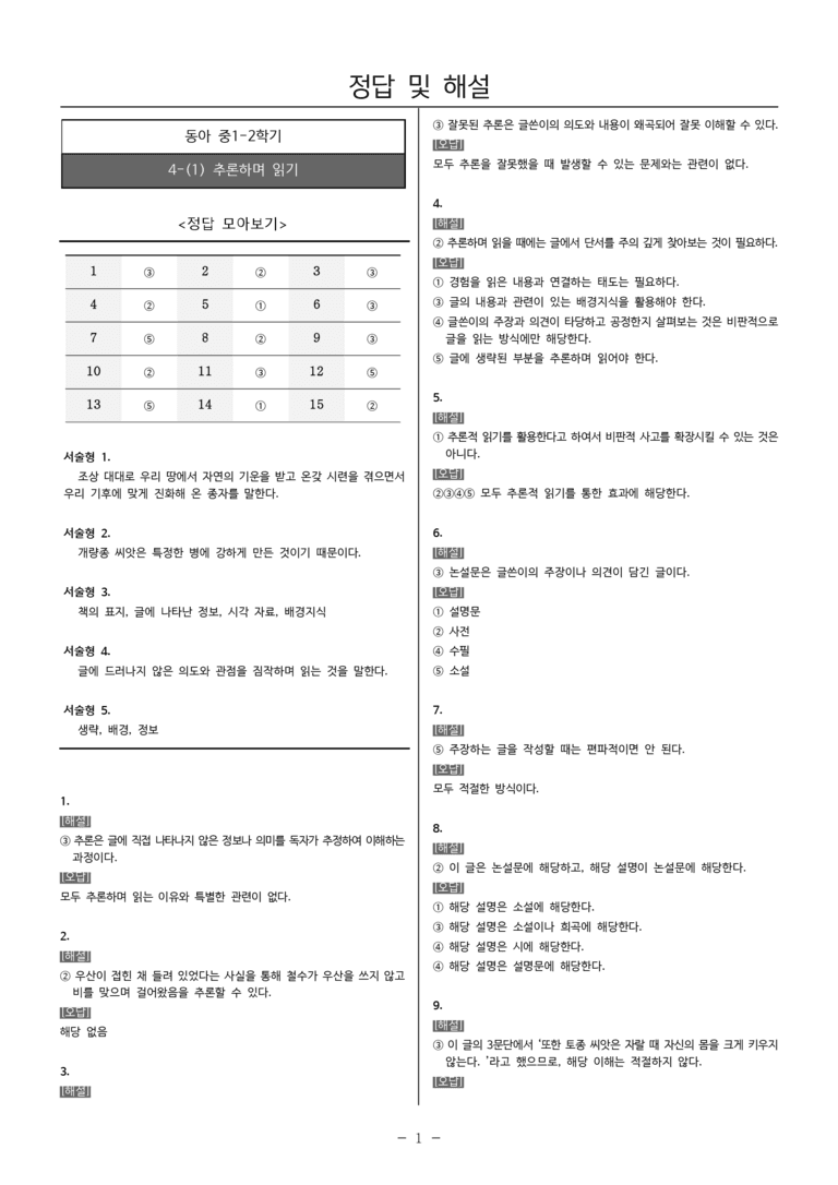 [22개정] 중1-2 동아 4(1) 추론하며 읽기_내신예상문제_preview_5