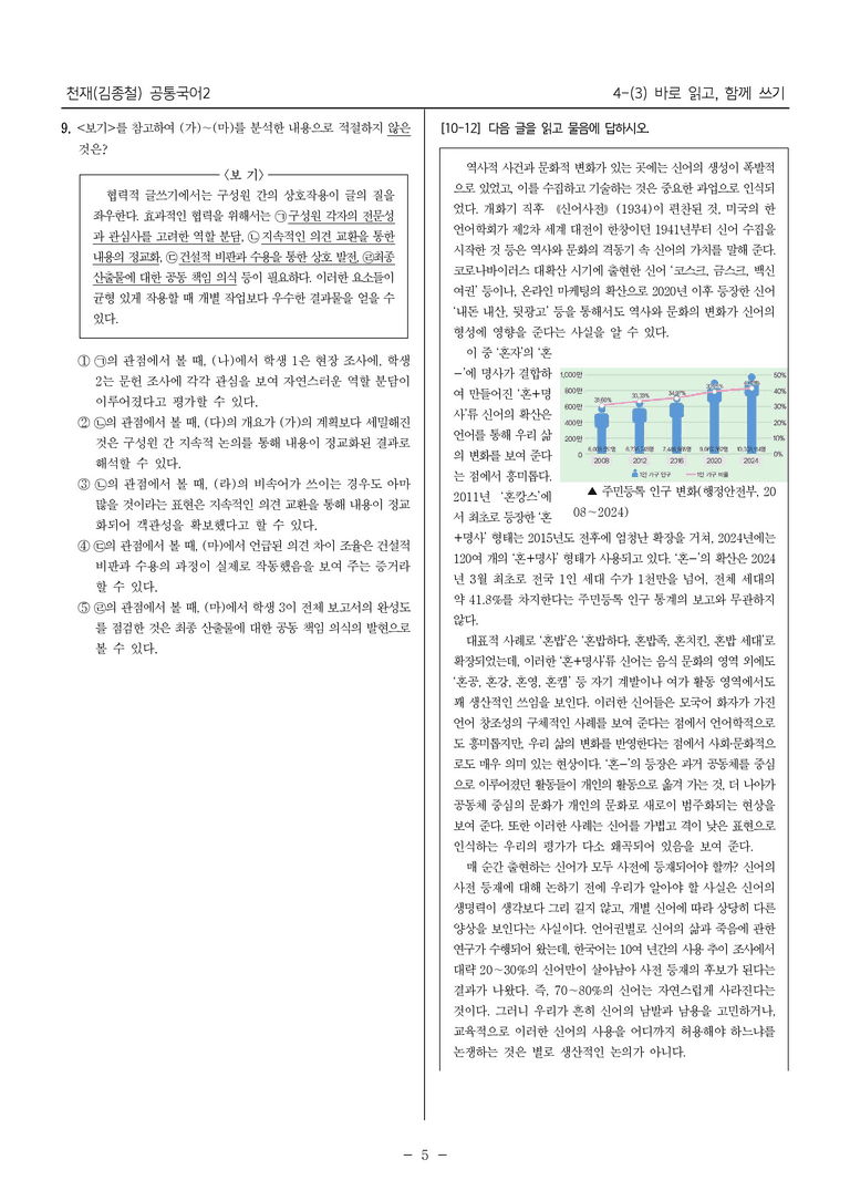 [22개정] 공통국어2 천재(종) 4-3 바로 읽고, 함께 쓰기_내신예상문제_preview_5