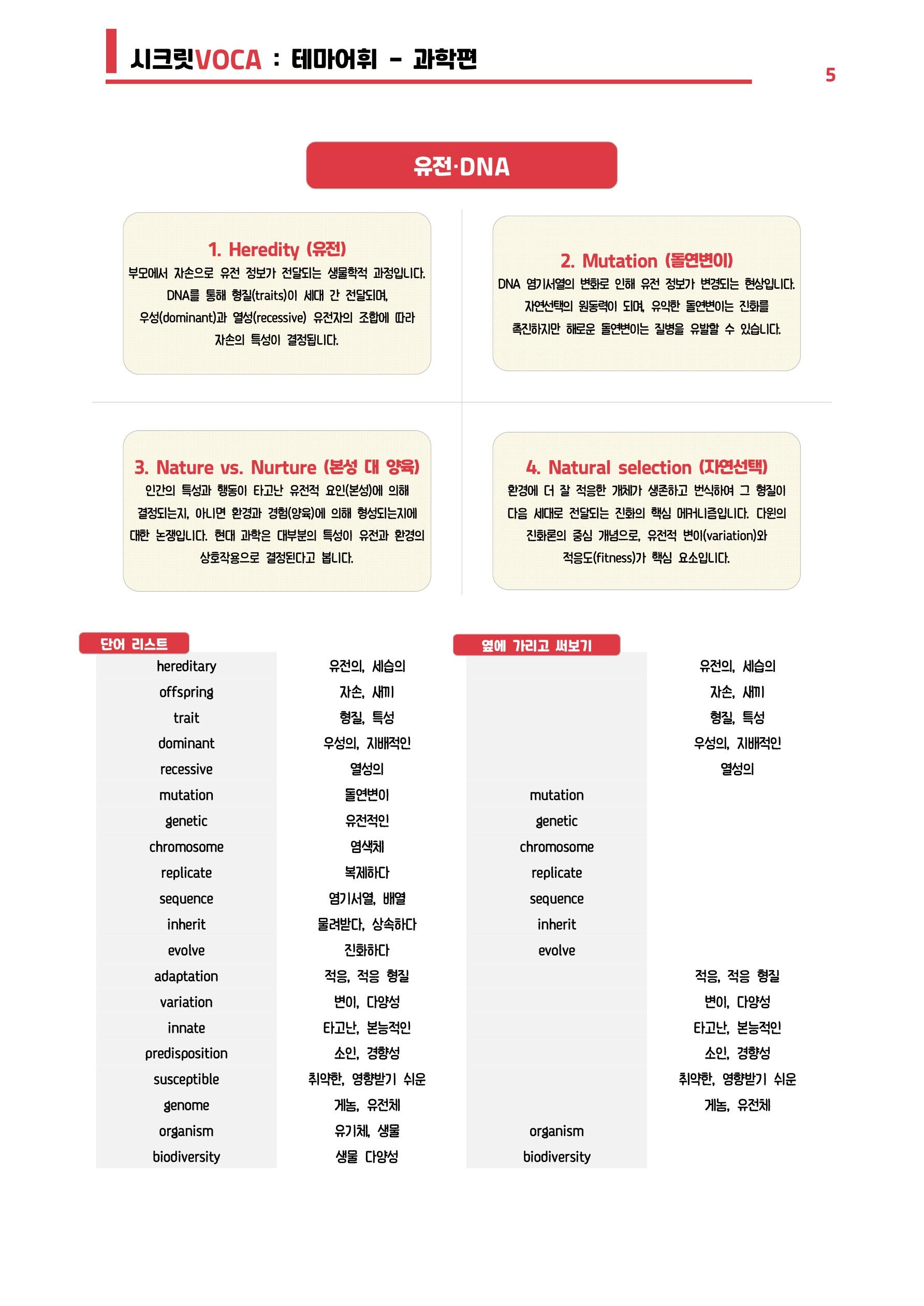 🩷시크릿VOCA:테마별 어휘[과학](260단어)-방학특강 어휘 자료🩷_promotion