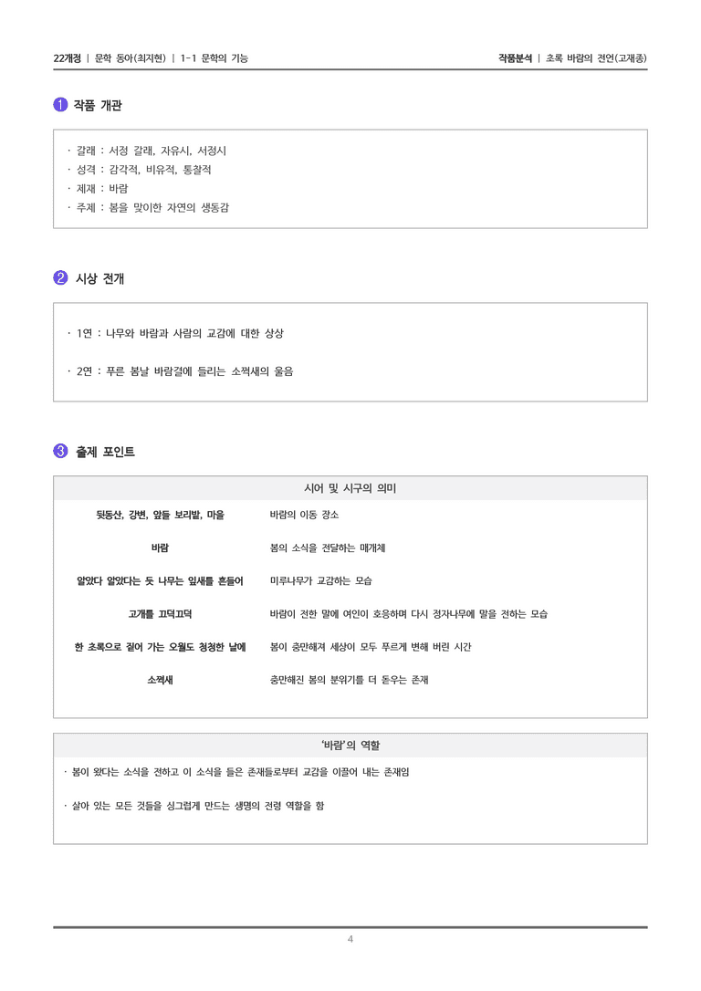 [22개정] 문학 동아(최) 1-1(1) 초록 바람의 전언_작품분석_preview_4