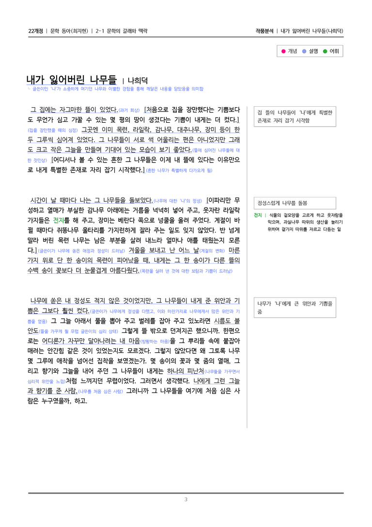 [22개정] 문학 동아(최) 2-1(4) 내가 잃어버린 나무들_작품분석_preview_3