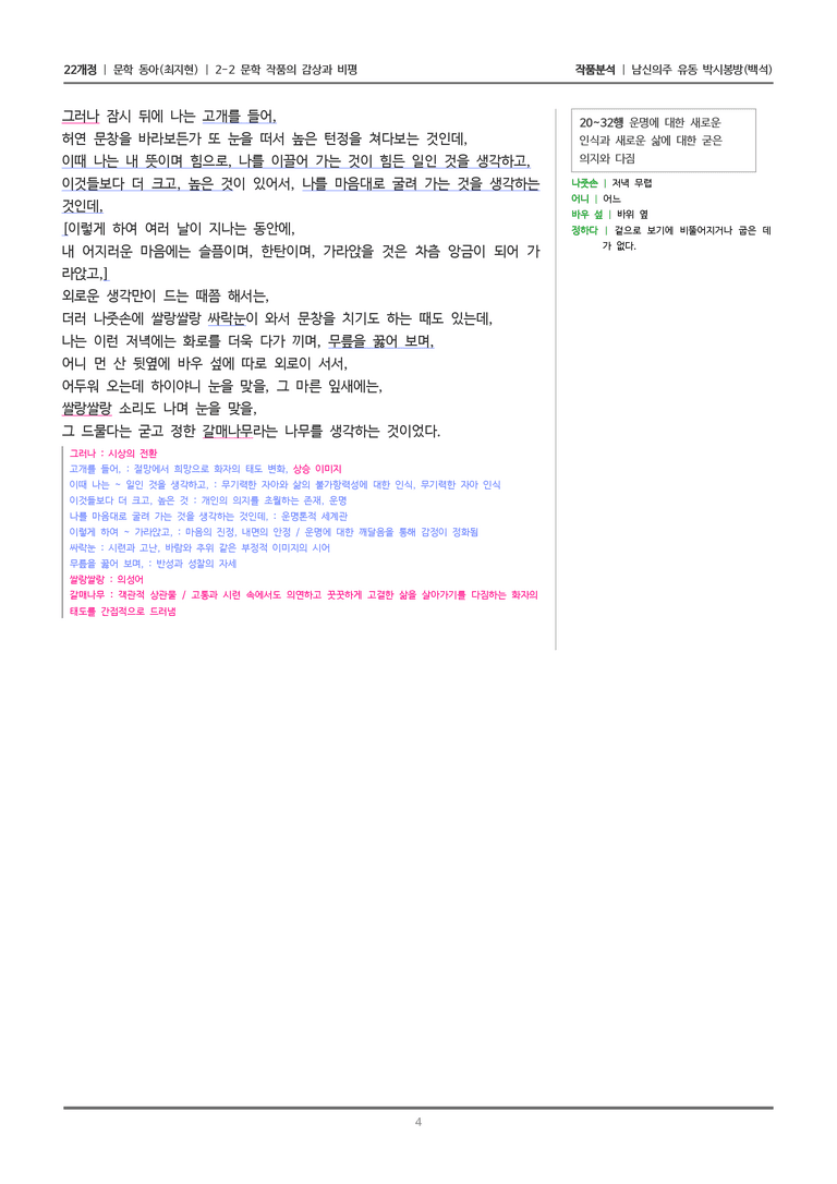 [22개정] 문학 동아(최) 2-2(1) 남신의주 유동 박시봉방_작품분석_preview_4