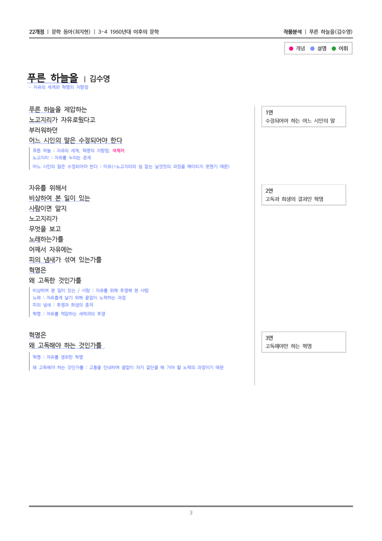 [22개정] 문학 동아(최) 3-4(1) 푸른 하늘을_작품분석_preview_3