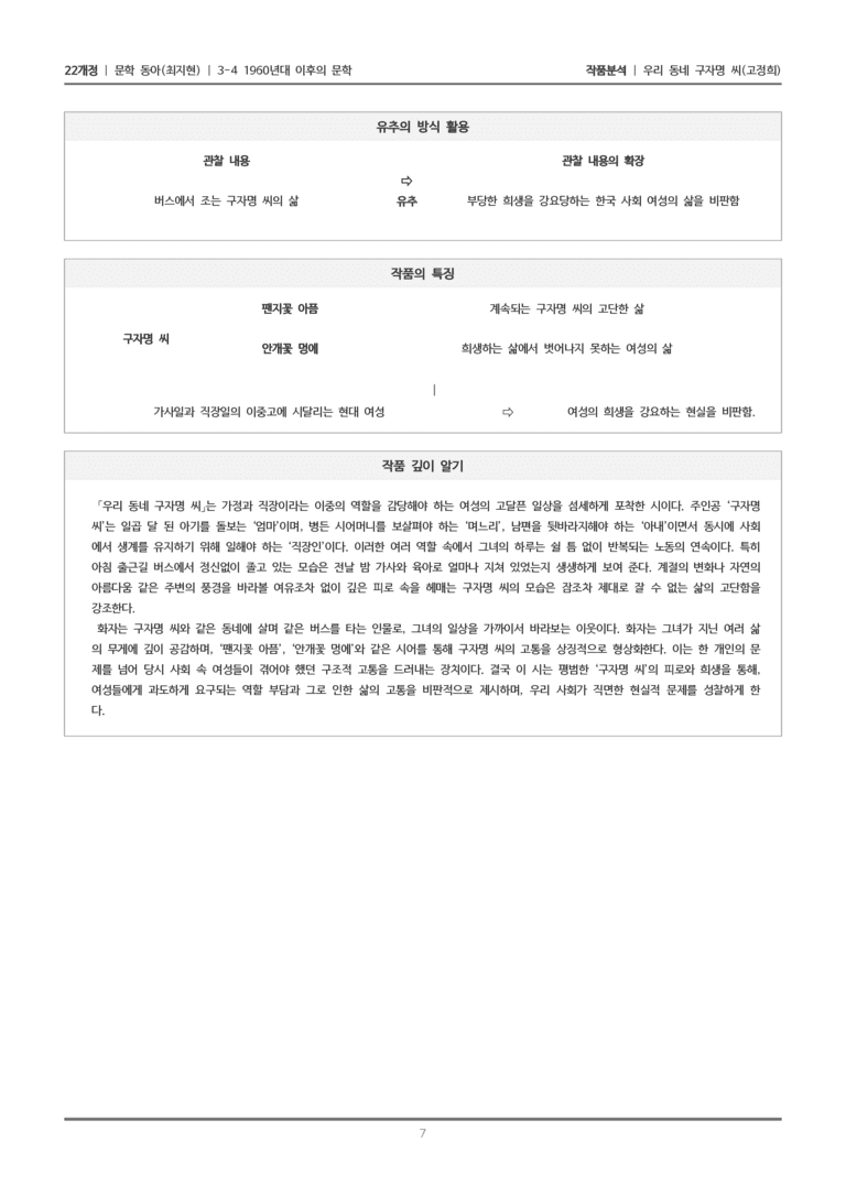 [22개정] 문학 동아(최) 3-4(3) 우리 동네 구자명 씨_작품분석_preview_7