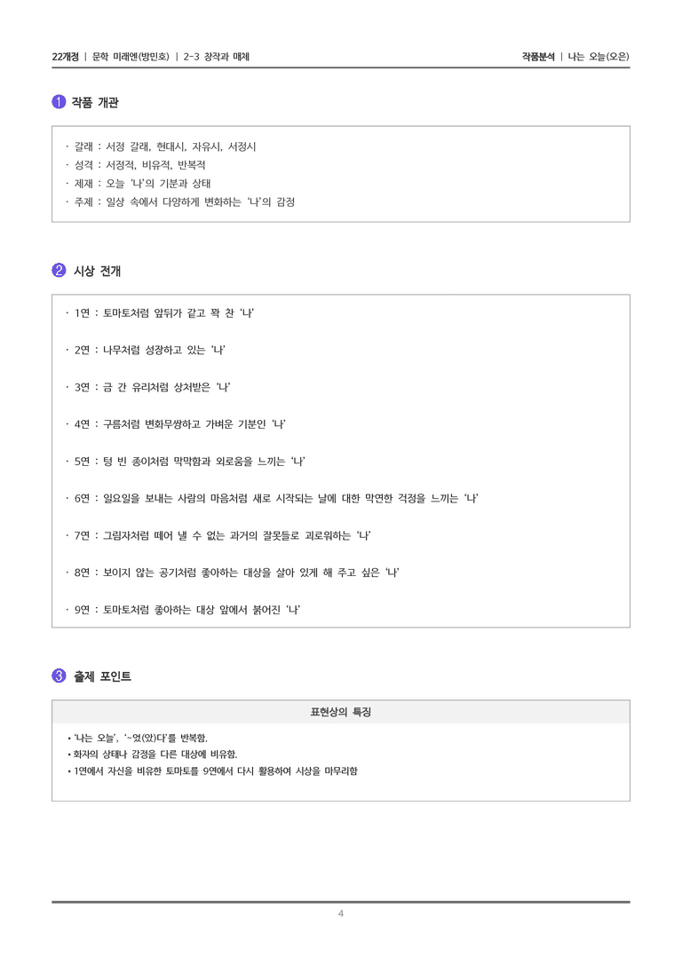 [22개정] 문학 미래엔(방) 2-3(1) 나는 오늘_작품분석_preview_4