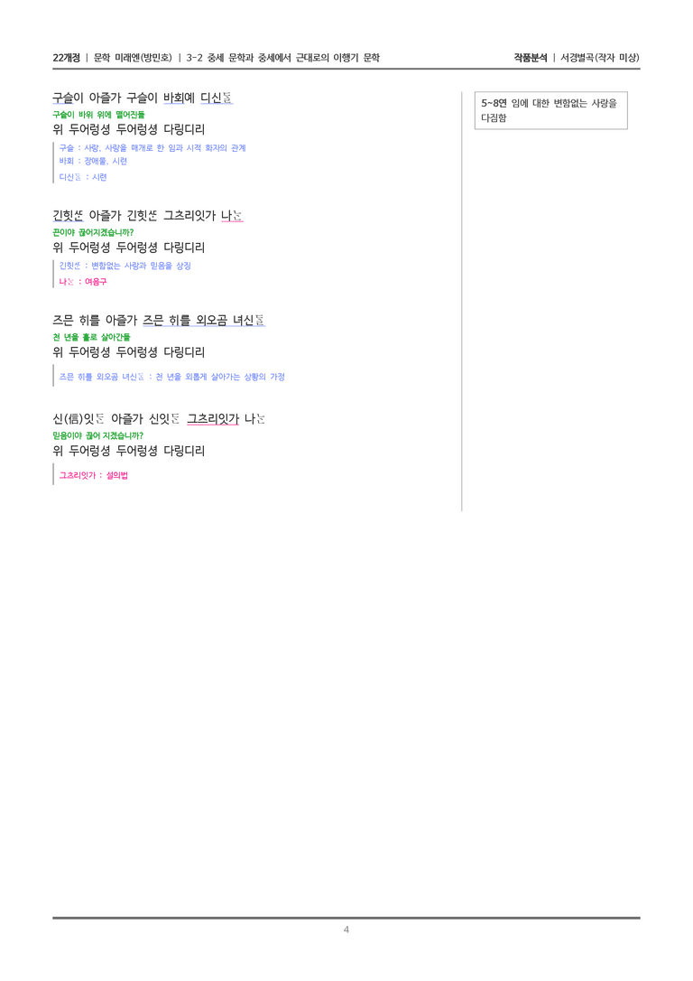 [22개정] 문학 미래엔(방) 3-2(2) 서경별곡_작품분석_preview_4