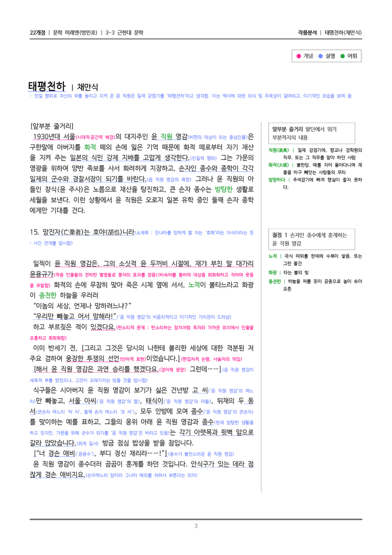 [22개정] 문학 미래엔(방) 3-3(2) 태평천하_작품분석_preview_3