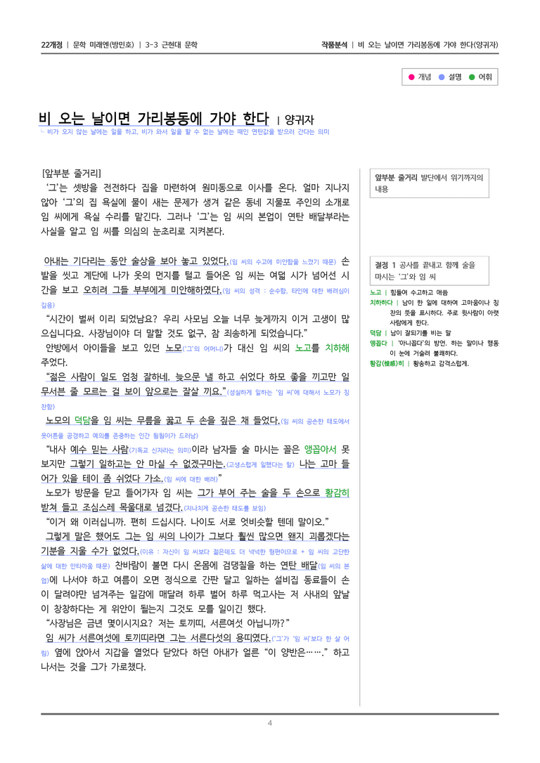 [22개정] 문학 미래엔(방) 3-3(6) 비 오는 날이면 가리봉동에 가야 한다_작품분석_preview_4