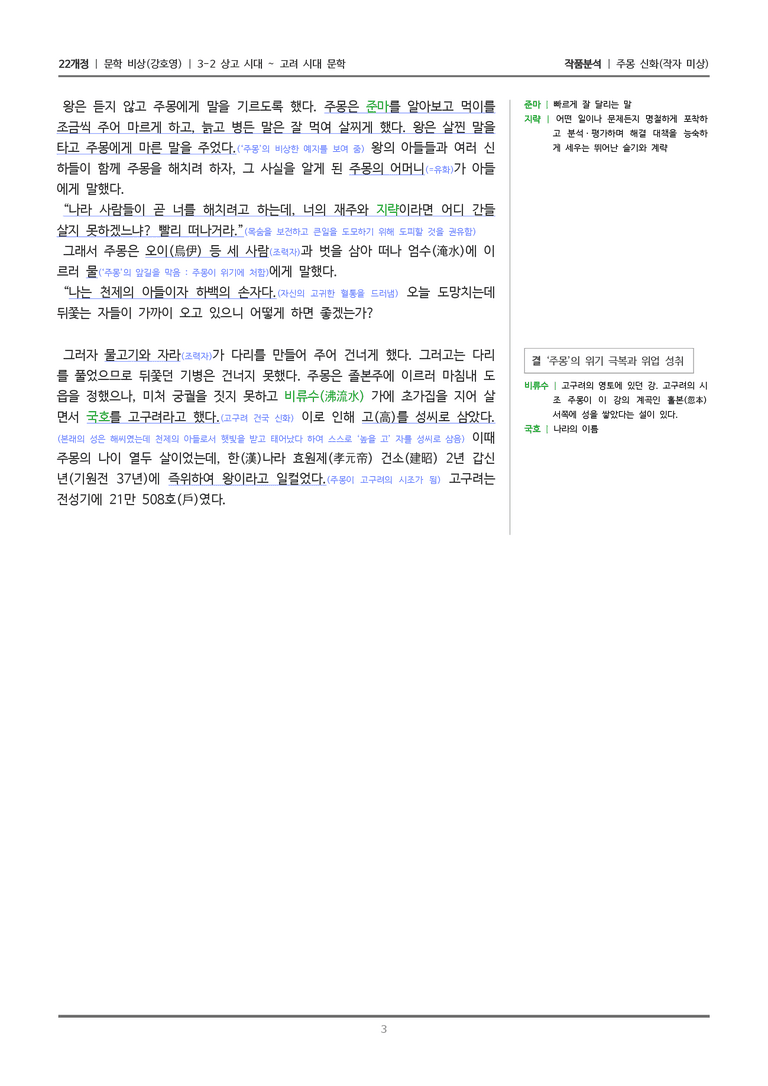 [22개정] 문학 비상(강) 3-2(1) 주몽 신화_작품분석_preview_3