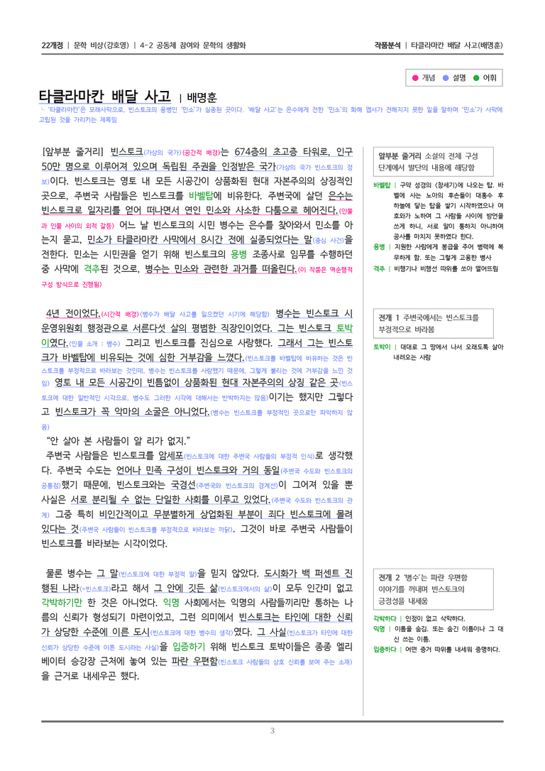 [22개정] 문학 비상(강) 4-2 타클라마칸 배달 사고_작품분석_preview_3