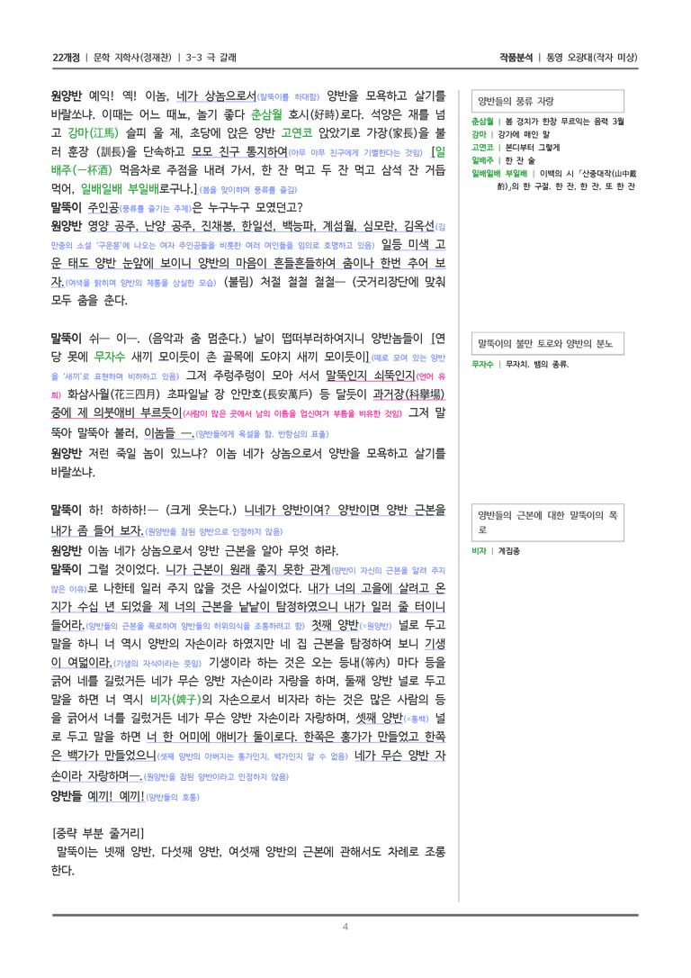 [22개정] 문학 지학사(정) 3-3(1) 통영 오광대_작품분석_preview_4