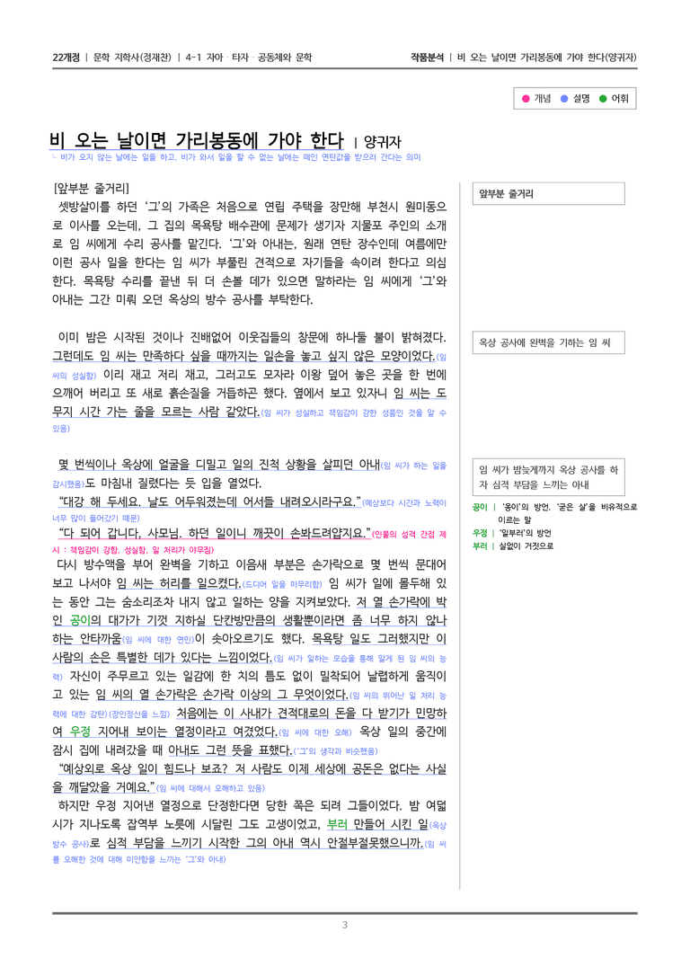 [22개정] 문학 지학사(정) 4-1(2) 비 오는 날이면 가리봉동에 가야 한다_작품분석_preview_3