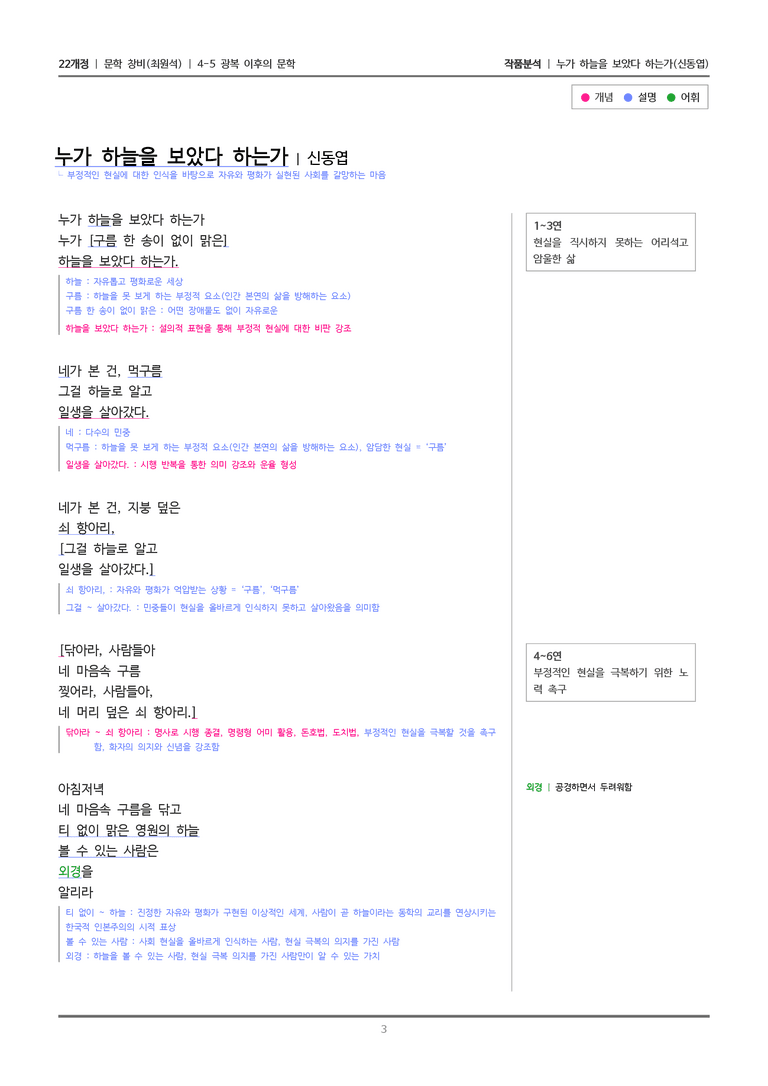 [22개정] 문학 창비(최) 4-5(1) 누가 하늘을 보았다 하는가_작품분석_preview_3