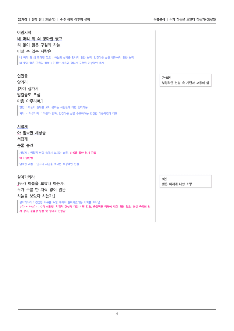 [22개정] 문학 창비(최) 4-5(1) 누가 하늘을 보았다 하는가_작품분석_preview_4
