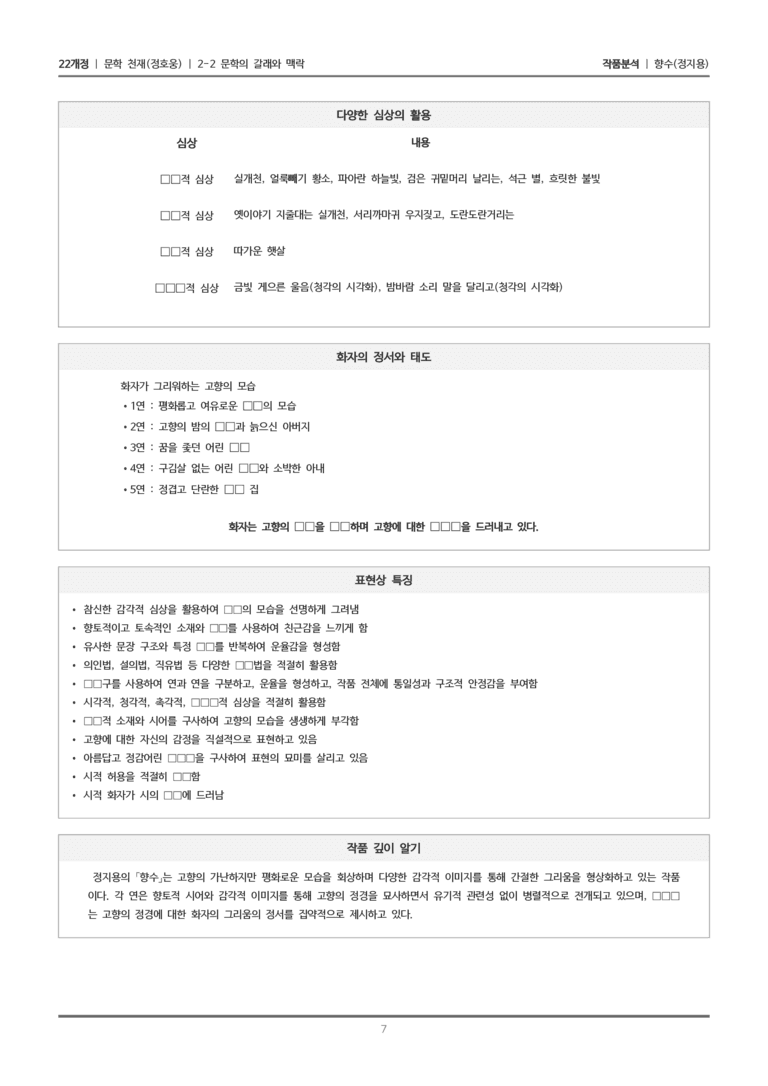 [22개정] 문학 천재(정) 2-2(1) 향수_작품분석_preview_7
