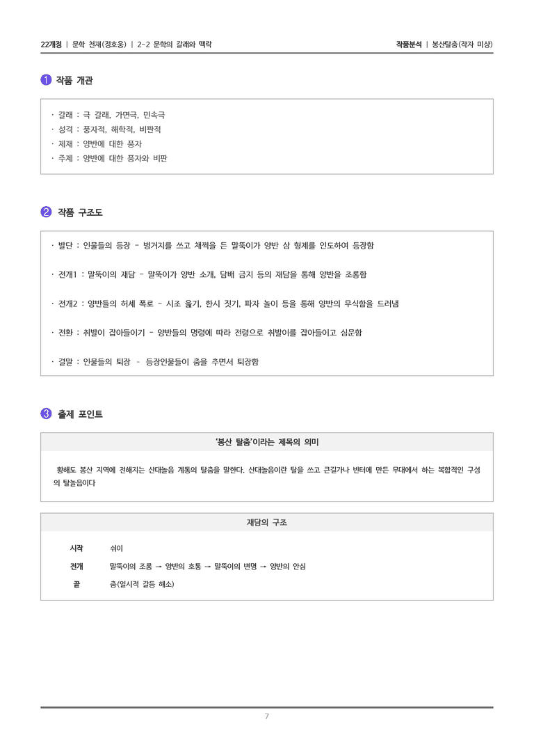 [22개정] 문학 천재(정) 2-2(4) 봉산 탈춤_작품분석_preview_7
