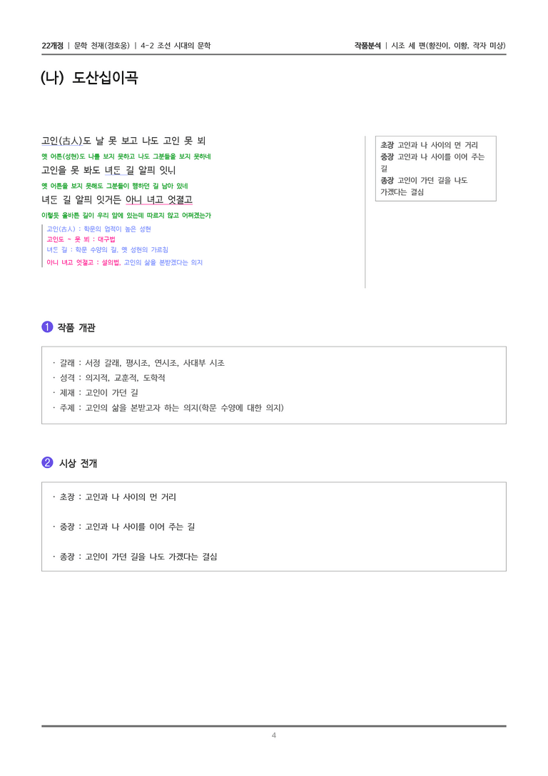 [22개정] 문학 천재(정) 4-2(1) 시조 세 편_작품분석_preview_4