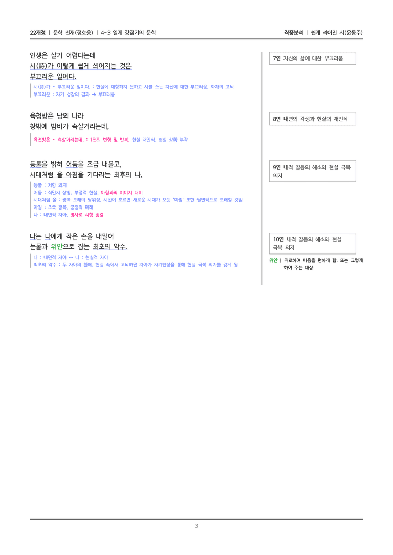 [22개정] 문학 천재(정) 4-3(1) 쉽게 씌어진 시_작품분석_preview_3