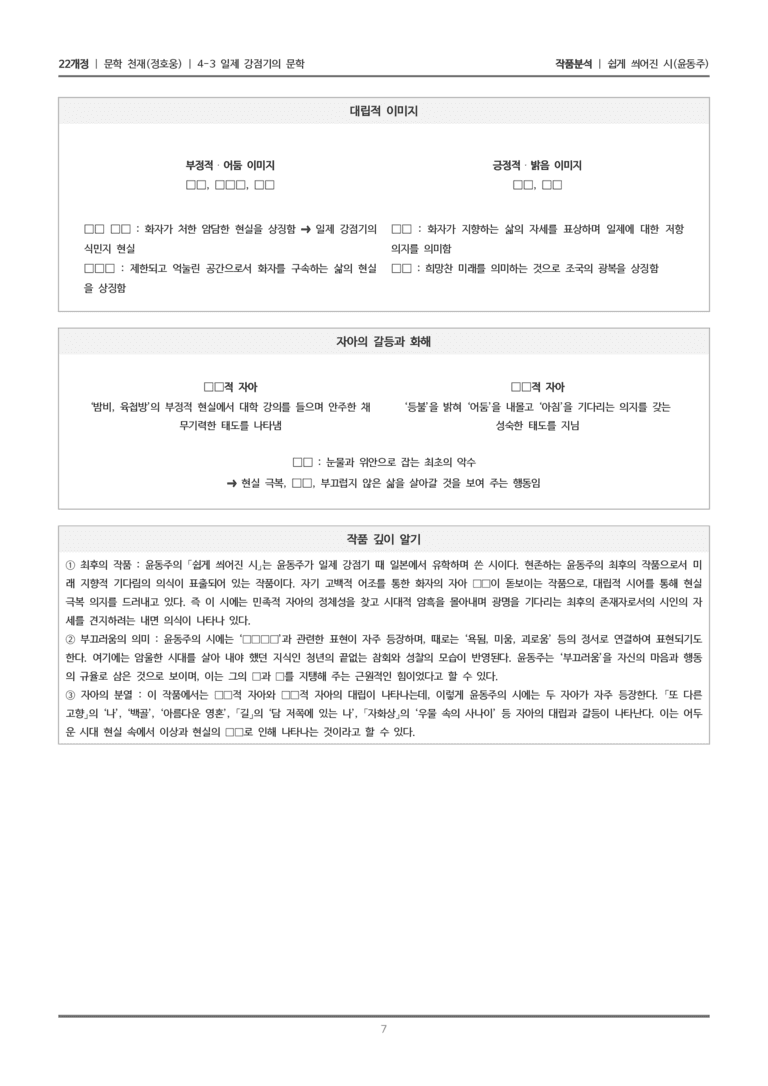 [22개정] 문학 천재(정) 4-3(1) 쉽게 씌어진 시_작품분석_preview_7