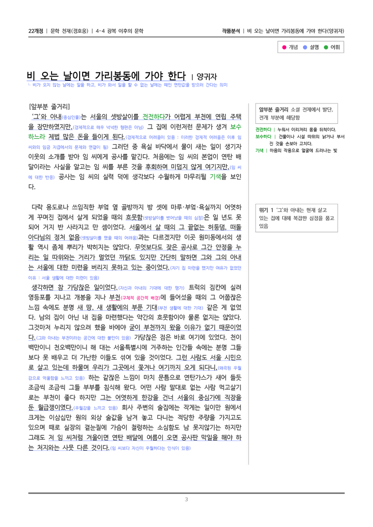[22개정] 문학 천재(정) 4-4(2) 비 오는 날이면 가리봉동에 가야 한다_작품분석_preview_3