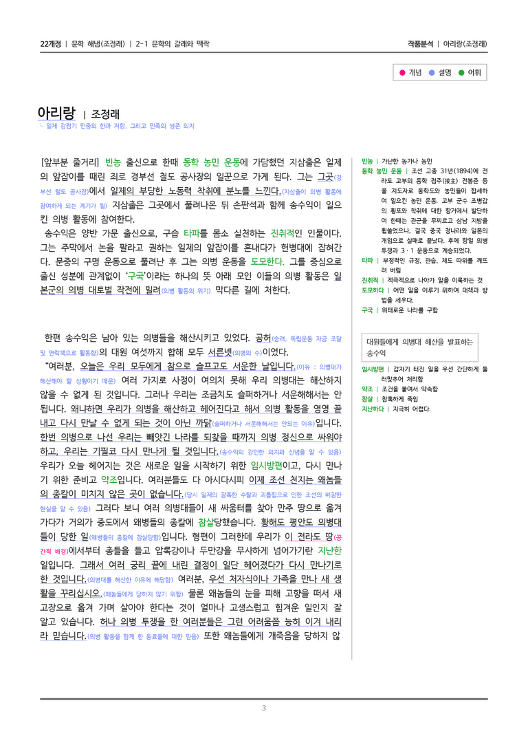 [22개정] 문학 해냄(조) 2-1(2) 아리랑_작품분석_preview_3